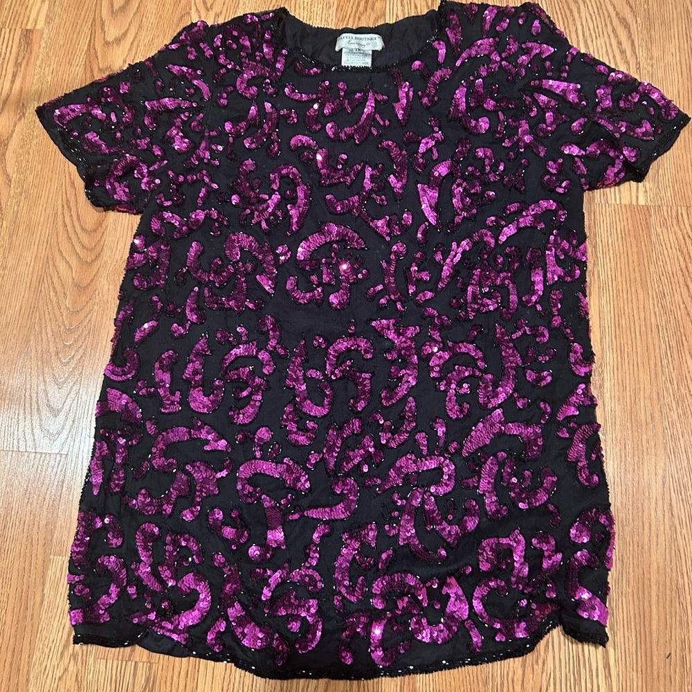 Vintage sequins tunic pink and black